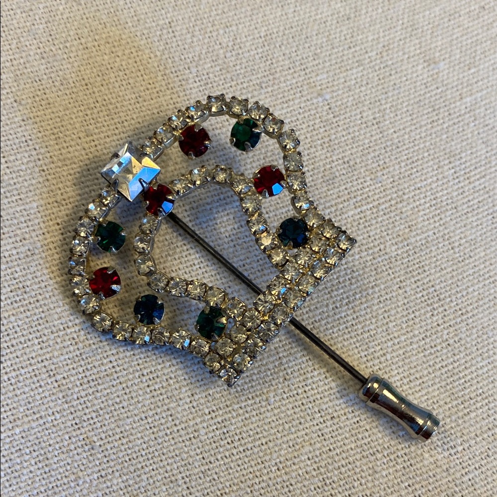 Vintage Multicolor Crown Brooch